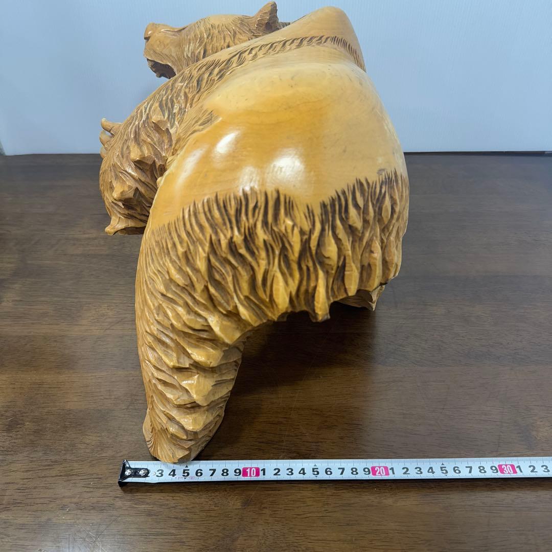 希少】 木彫り 熊 一刀彫 怒り熊 置物 全長約40cm 工芸品 - メルカリ