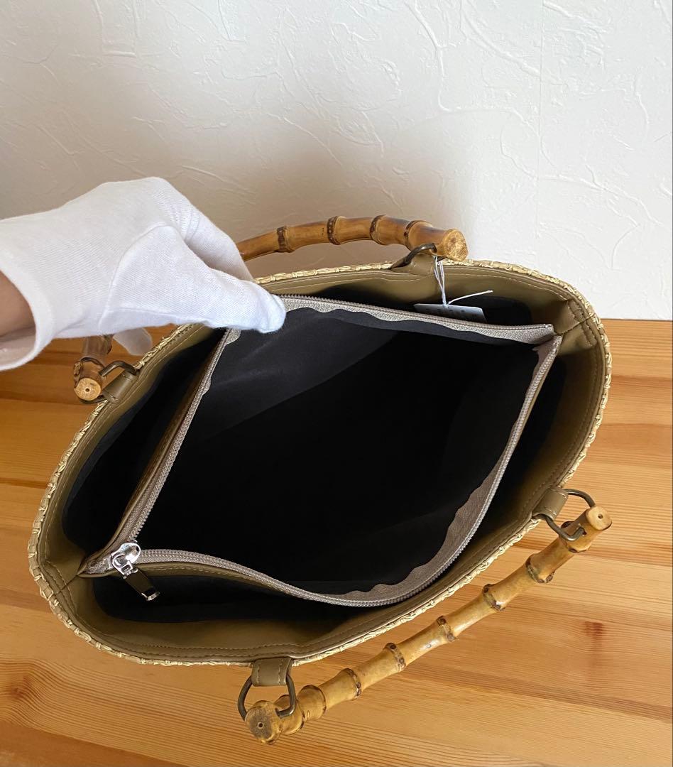 【新品未使用】カゴ風バッグ　生成り