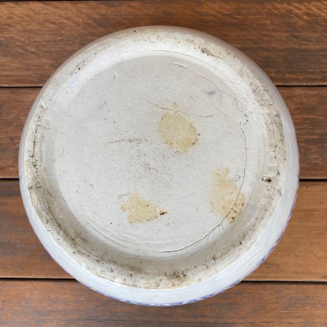 染付 レトロ アンティーク 火鉢 陶磁器 古民具 希少 金魚鉢 手作り 灰付