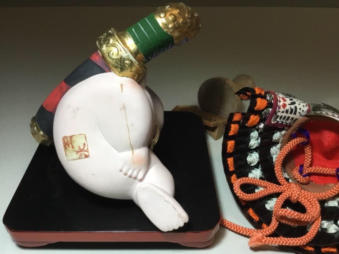 古い御所人形◇岡本玉水◇ミニ兜付き 伝統工芸 桐塑 雛人形 五