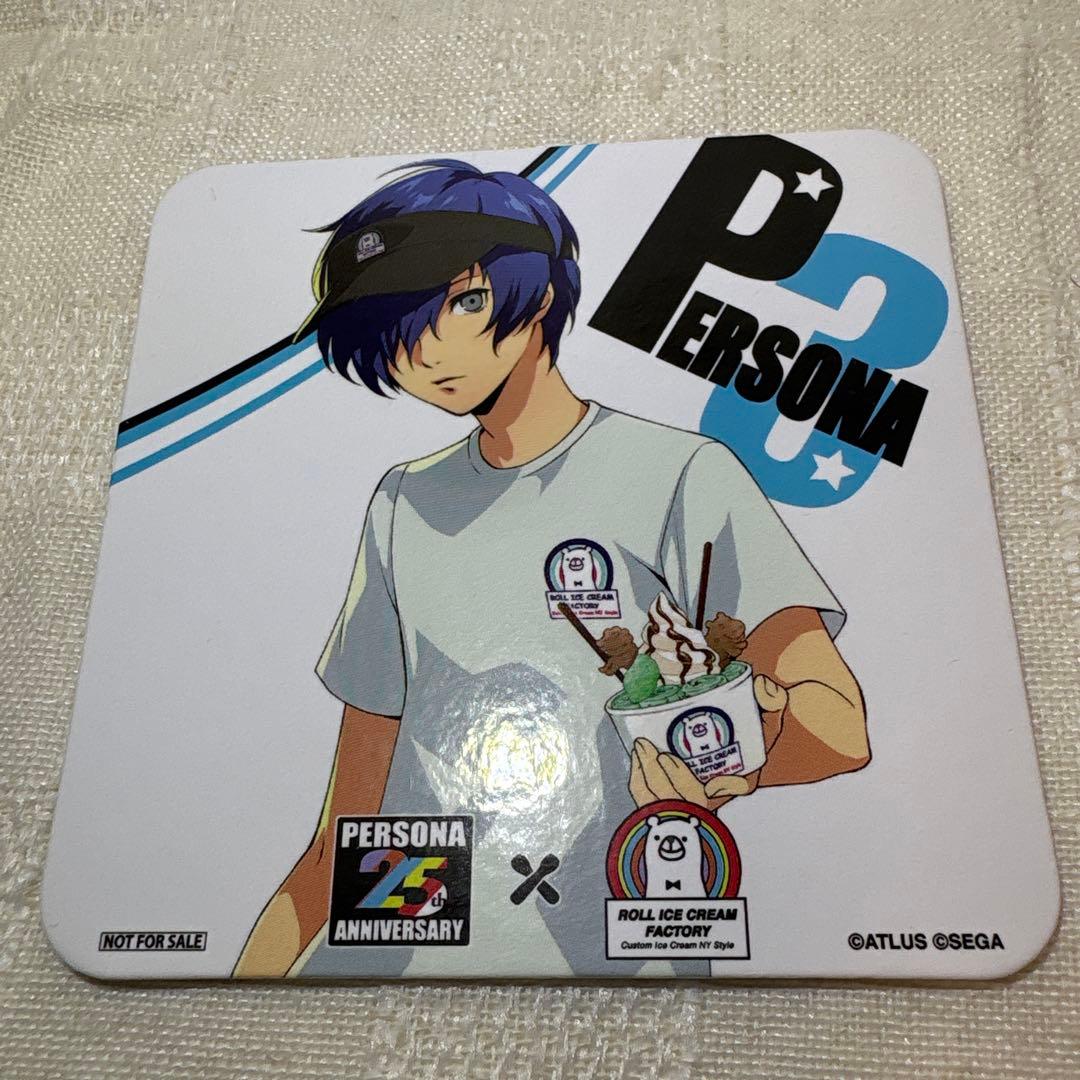 ペルソナ25周年ロールアイスコラボ P3男主人 缶バッジ、コースター