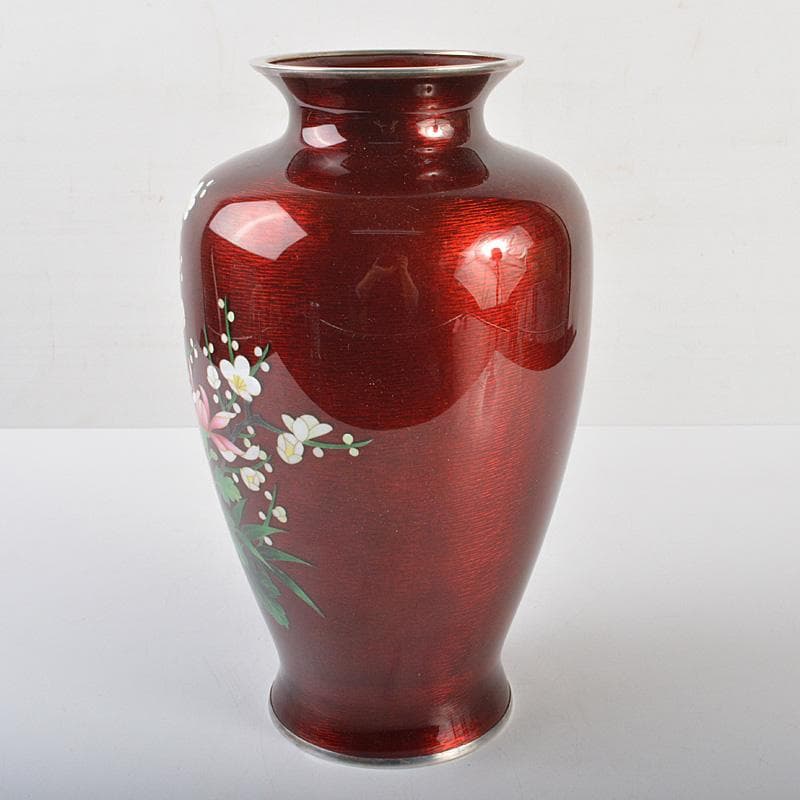 七宝焼 安藤七宝店 純銀刻印 透釉 四君子文 花瓶 M R7023 - メルカリ