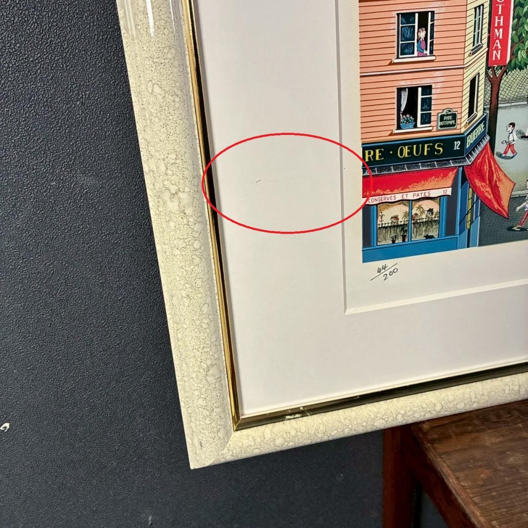 ビン・カシワ「カフェテラス」シルクスクリーン 直筆サイン入 額縁入 ヒロヤマガタ