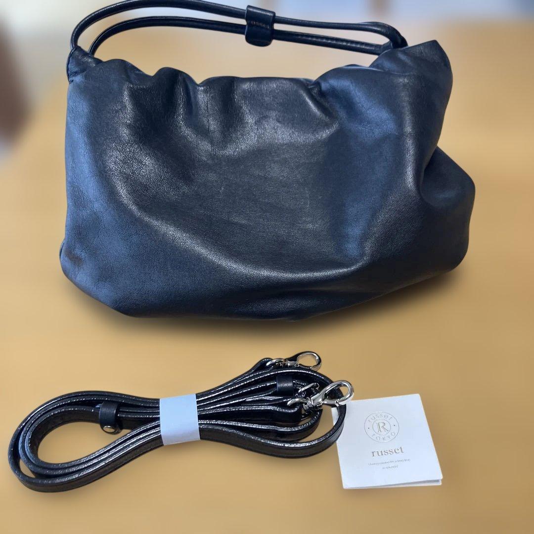 russet レザー4WAYショルダーバッグ ブラック