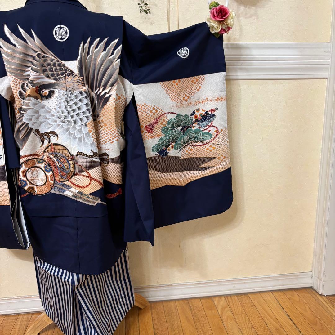 七五三五歳‼️男の子 袴 着物 小物付き 完全️フルセット‼️お家から揃えなし 秀品‼️