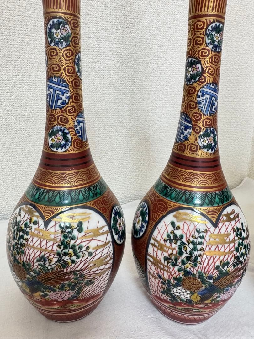 九谷庄三　木米　九谷焼花瓶　アンティーク