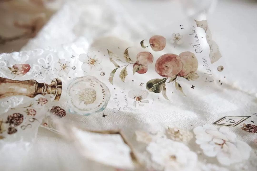 雀斑茶《玫瑰与浆果》海外マスキングテープ　マステ 【1637】