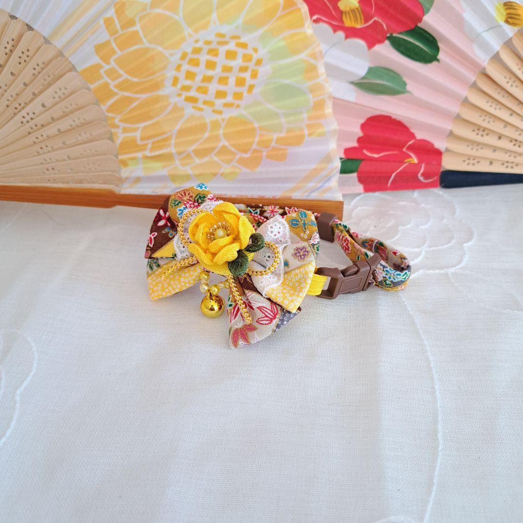 和風ロリータ(黄色)わんちゃん猫ちゃん用首輪