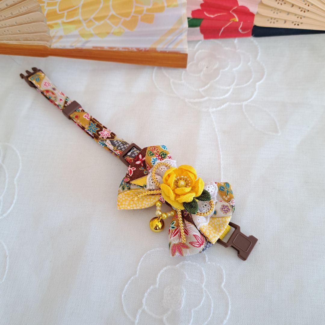 和風ロリータ(黄色)わんちゃん猫ちゃん用首輪