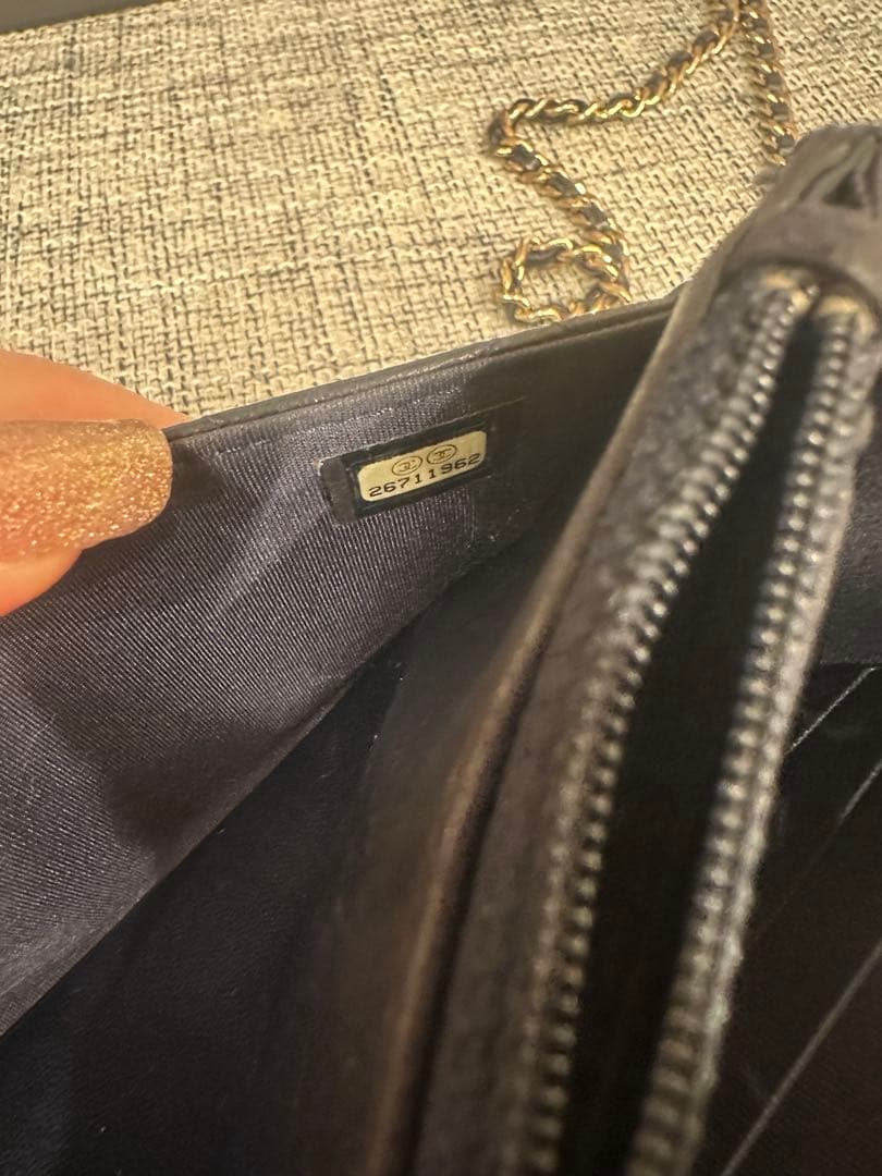 CHANEL ネイビー キルティング チェーンウォレット