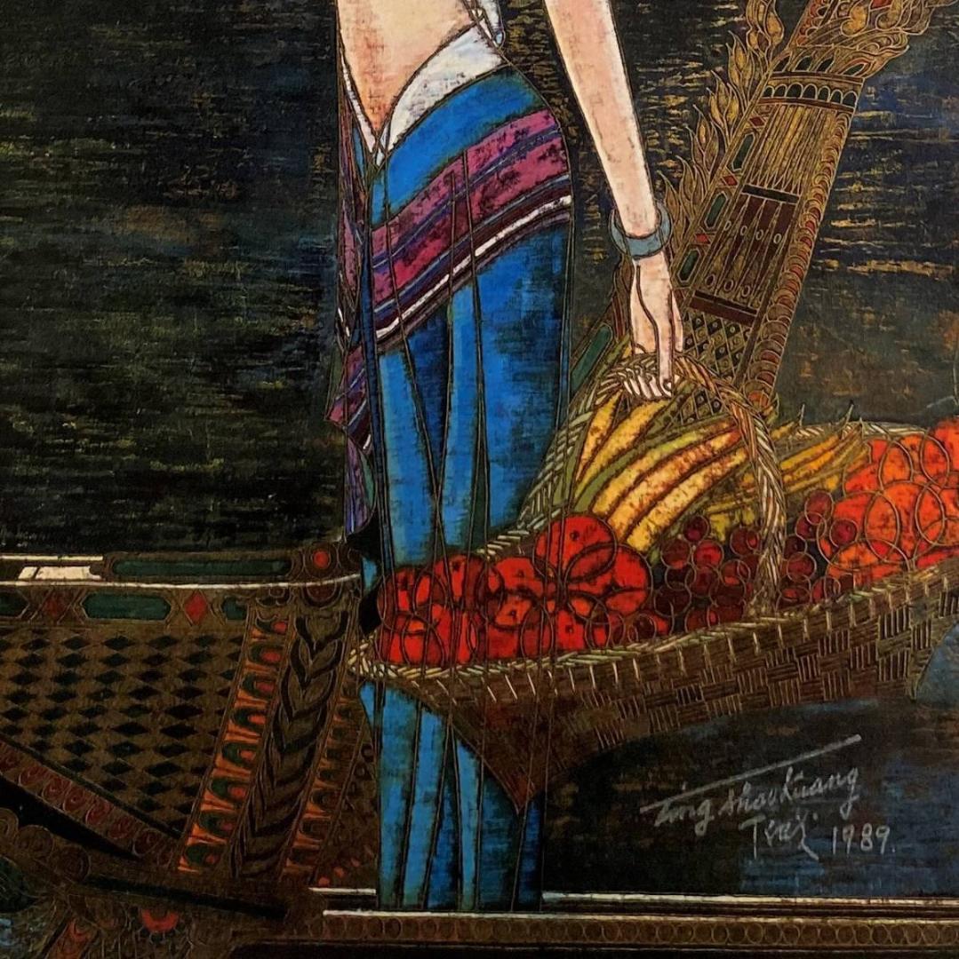 丁紹光、『メコンの船旅』、希少画集画、ティンシャオカン