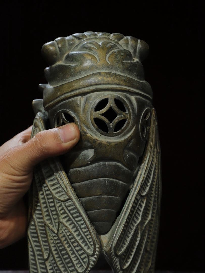 旧蔵　時代物　セミ香爐 純銅製　文房具　文鎮　アンティーク　時代物　古美術　置物