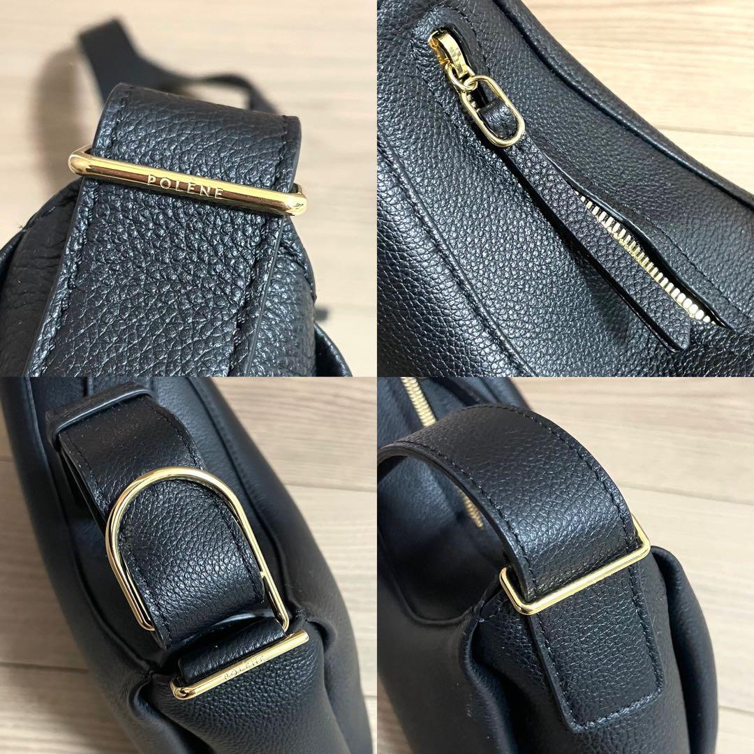 未使用級/POLÈNE ショルダーバッグ　ハンドバッグ　Umi ブラック　レザー