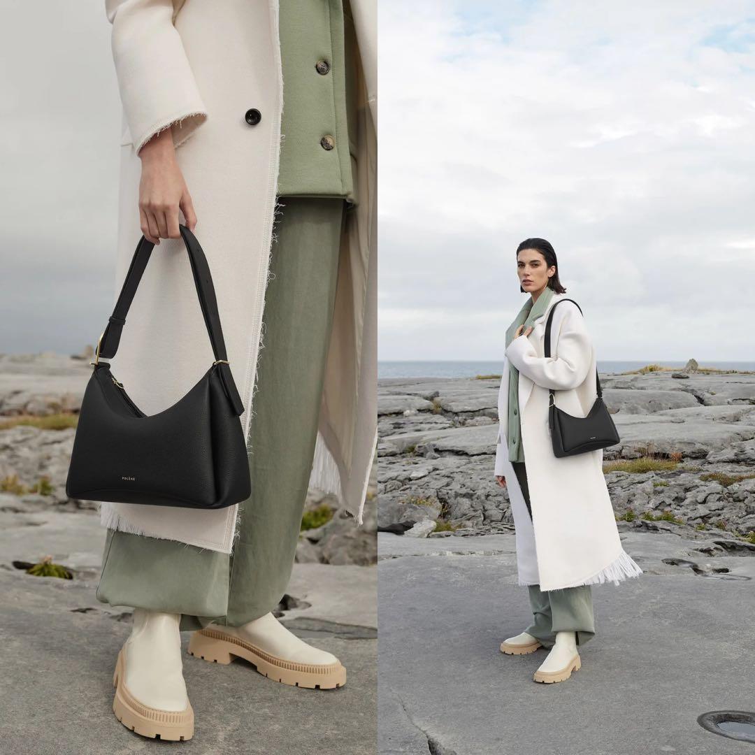 未使用級/POLÈNE ショルダーバッグ　ハンドバッグ　Umi ブラック　レザー