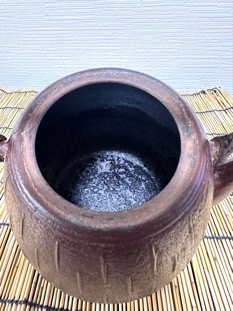 ほぼ未使用品　南部鉄瓶作家 及川 恒作 １５型雨地文 南部鉄瓶 南部鉄器　鉄瓶
