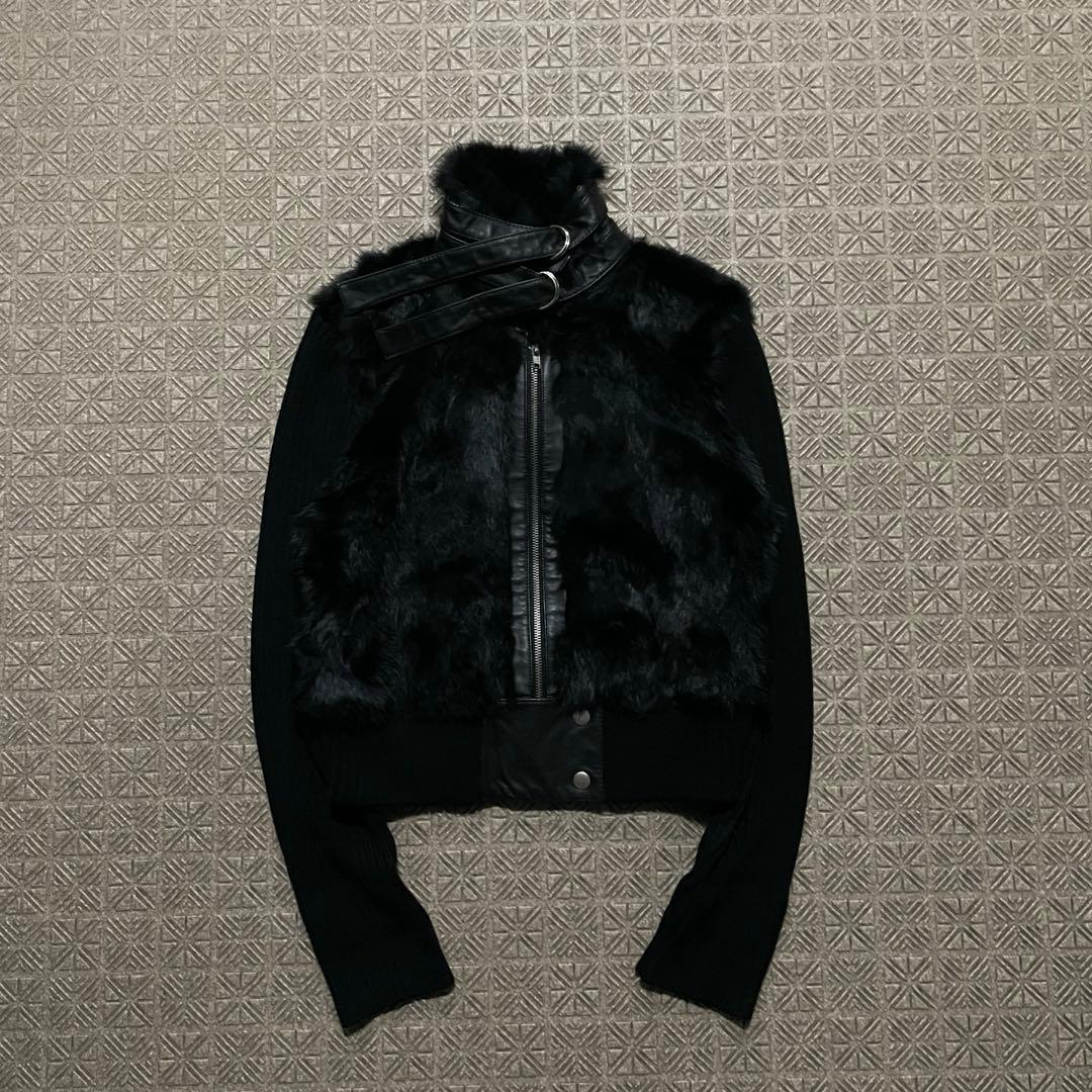Y2K opium dark wear black fur knit 平成ギャル Y2K opium darkwear black fur jacket 平成 2 - メルカリ