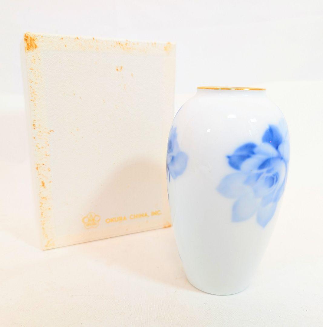 花瓶 大倉陶園 ブルーローズ 一輪挿し