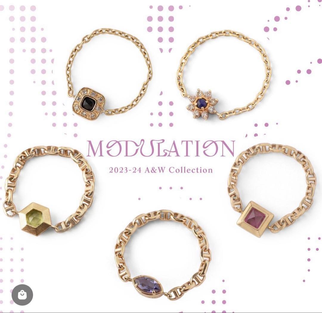 K10ゴールド ペリドット　六角形　リング　シエナロゼ　チェーンリング