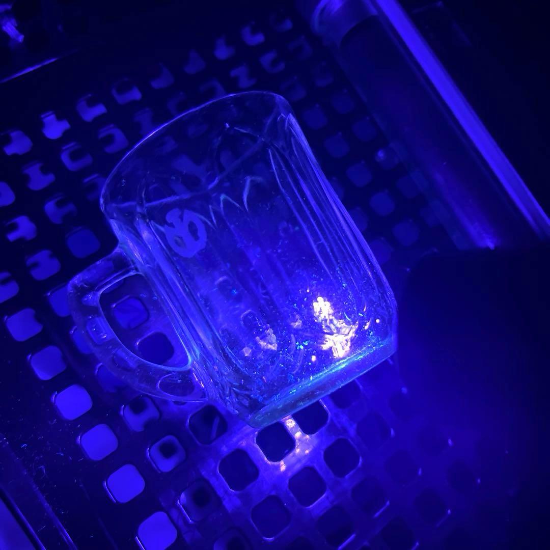 骨董 時代ガラス プレスガラス 刻印あり 満州電鉄 取手付きグラス