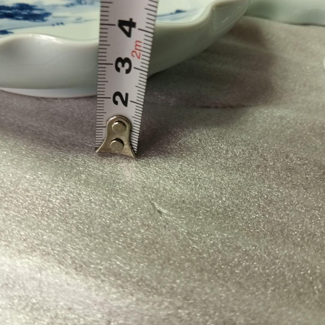 高級 レア 有田焼 青い山水画 波型皿 大皿 取り皿 染付 青白い風景画