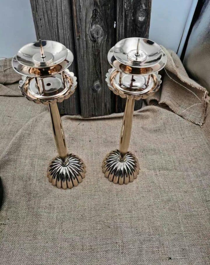 【修縁堂】精密金属彫り オレンジランプ 1対 仏具の製造 密教法器