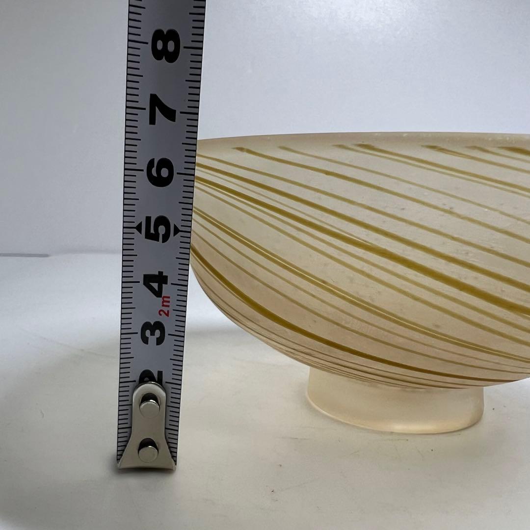 ☆茶③ 山下瑠風 義山 忍冬 ガラス 平茶碗 共箱 口径14.3