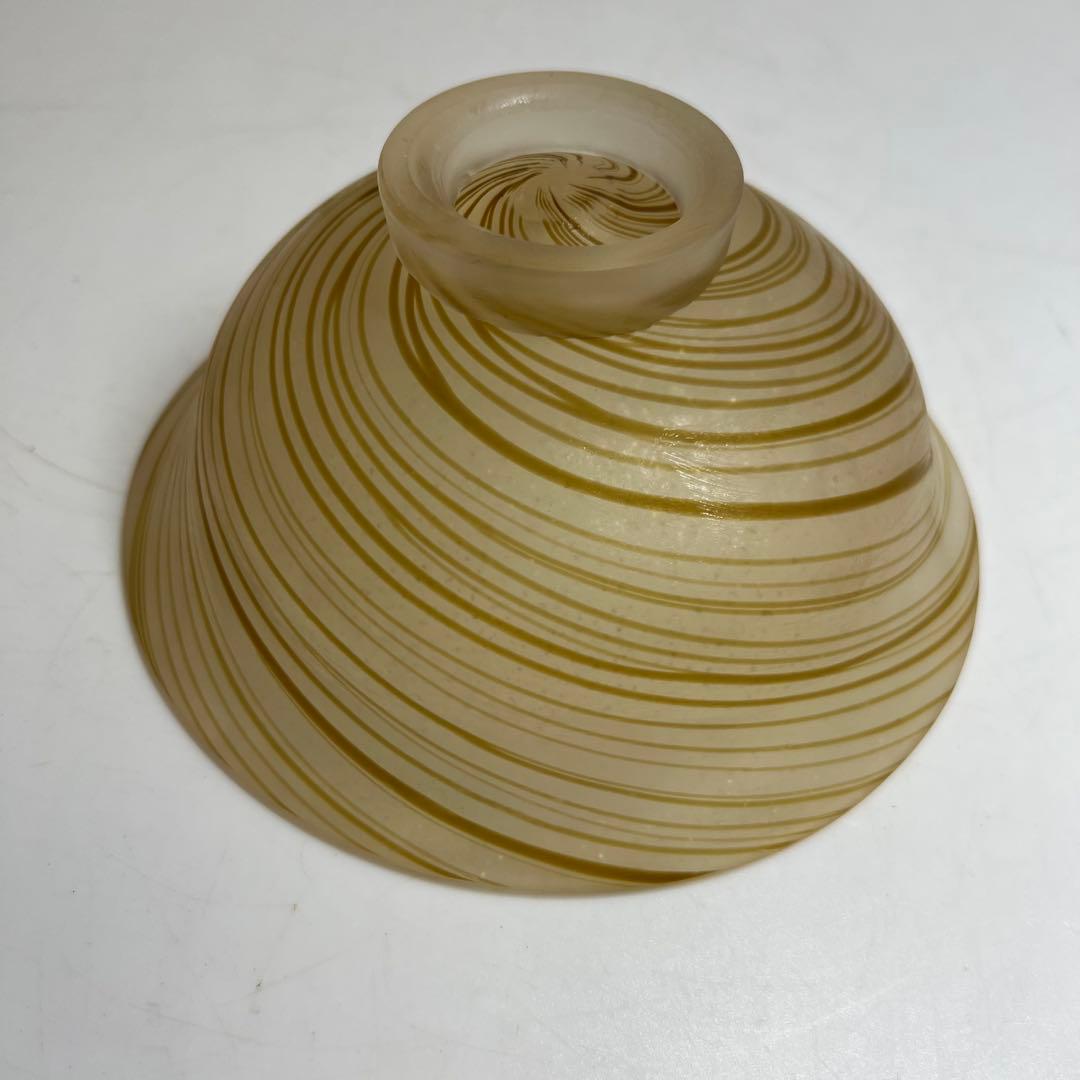 ☆茶③ 山下瑠風 義山 忍冬 ガラス 平茶碗 共箱 口径14.3