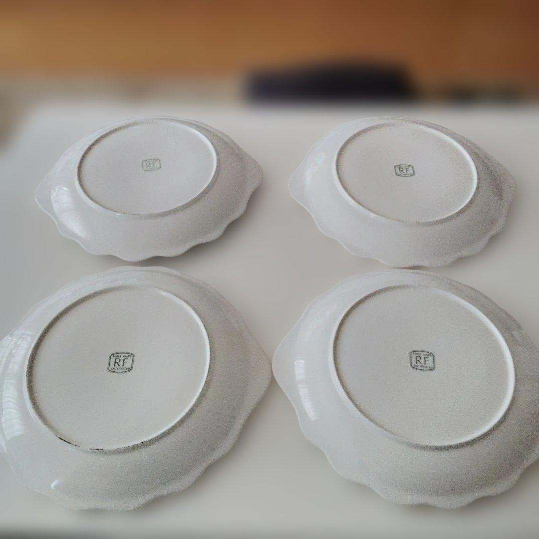 染付 なます皿 2ケ 芙蓉手 明治 花文様 輪花 花弁 唐 明治時代