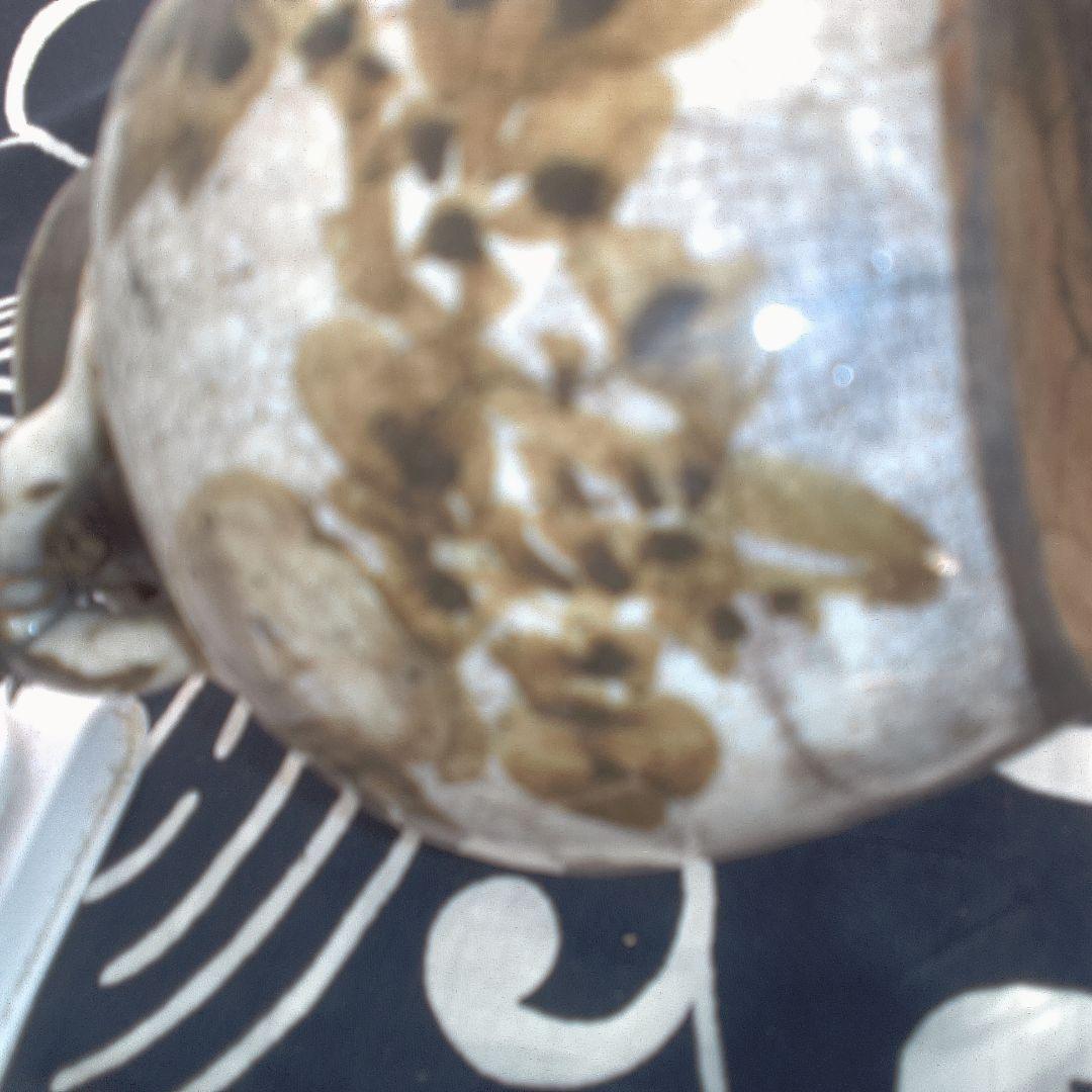 骨董2手作り陶器急須 籐ハンドル付き 水漏れあります