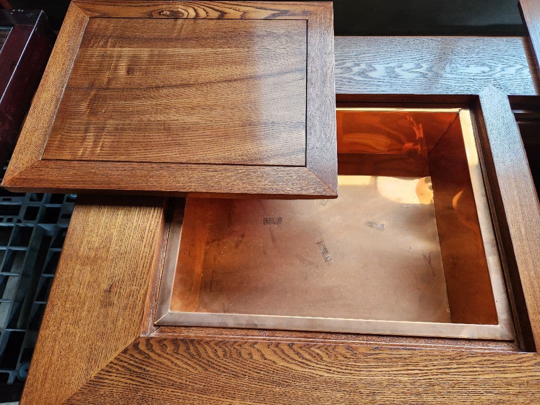 長火鉢美品✨囲炉裏テーブル昭和レトロ火鉢古民家家具希少い草座布団付き