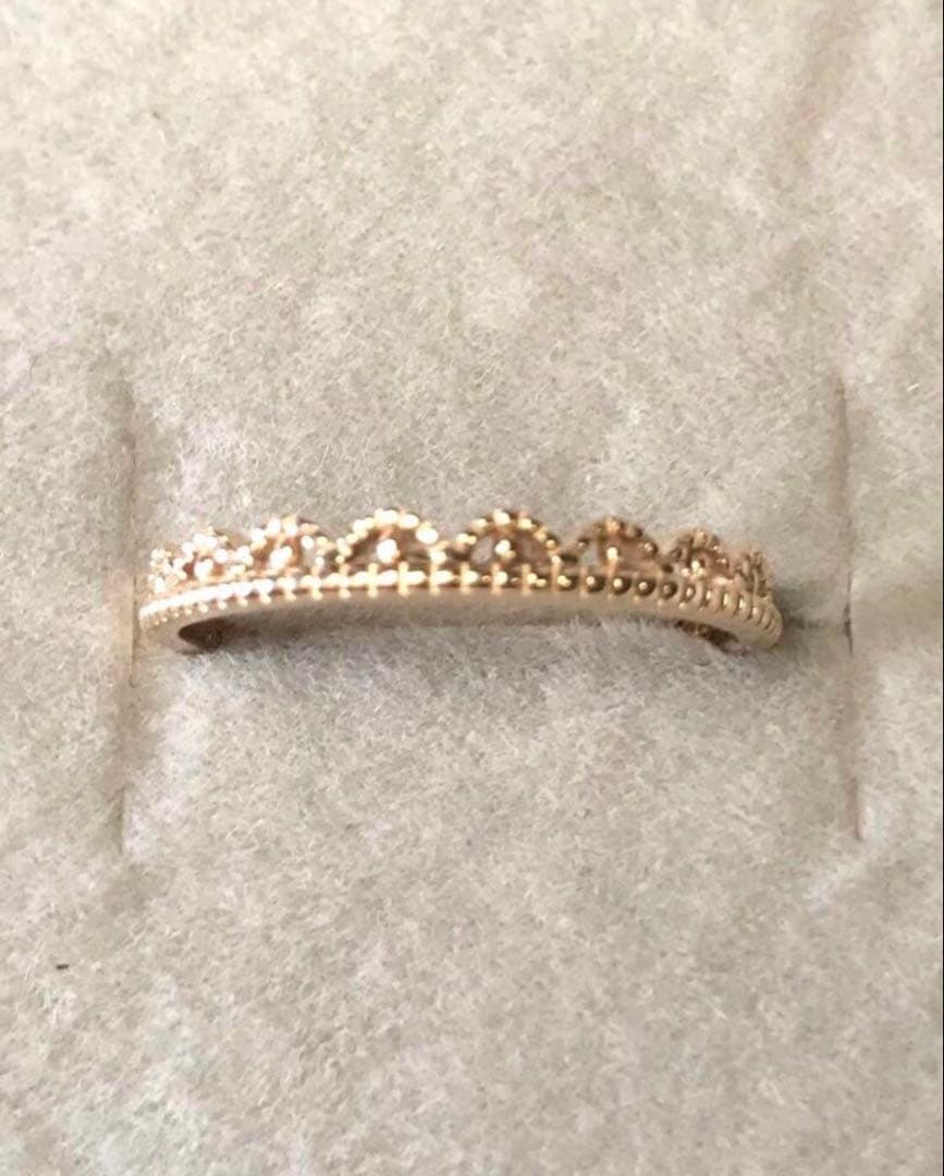 ete K10 リング 9号 ティアラ クラウン　レース フリル レイヤード