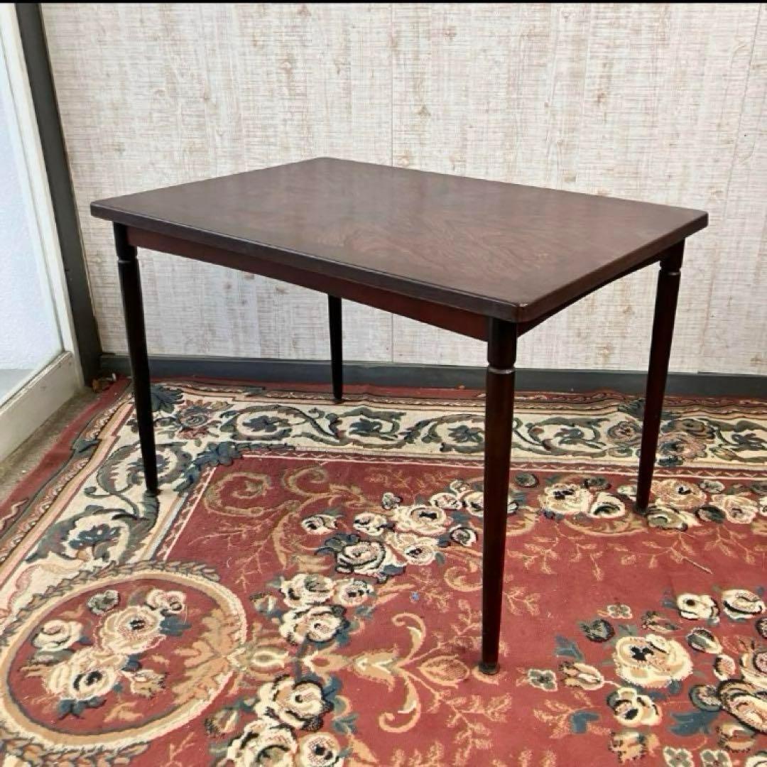 昭和レトロ 飛騨家具 ヒダダイネット 木製ダイニングテーブル 木目セラミック天板