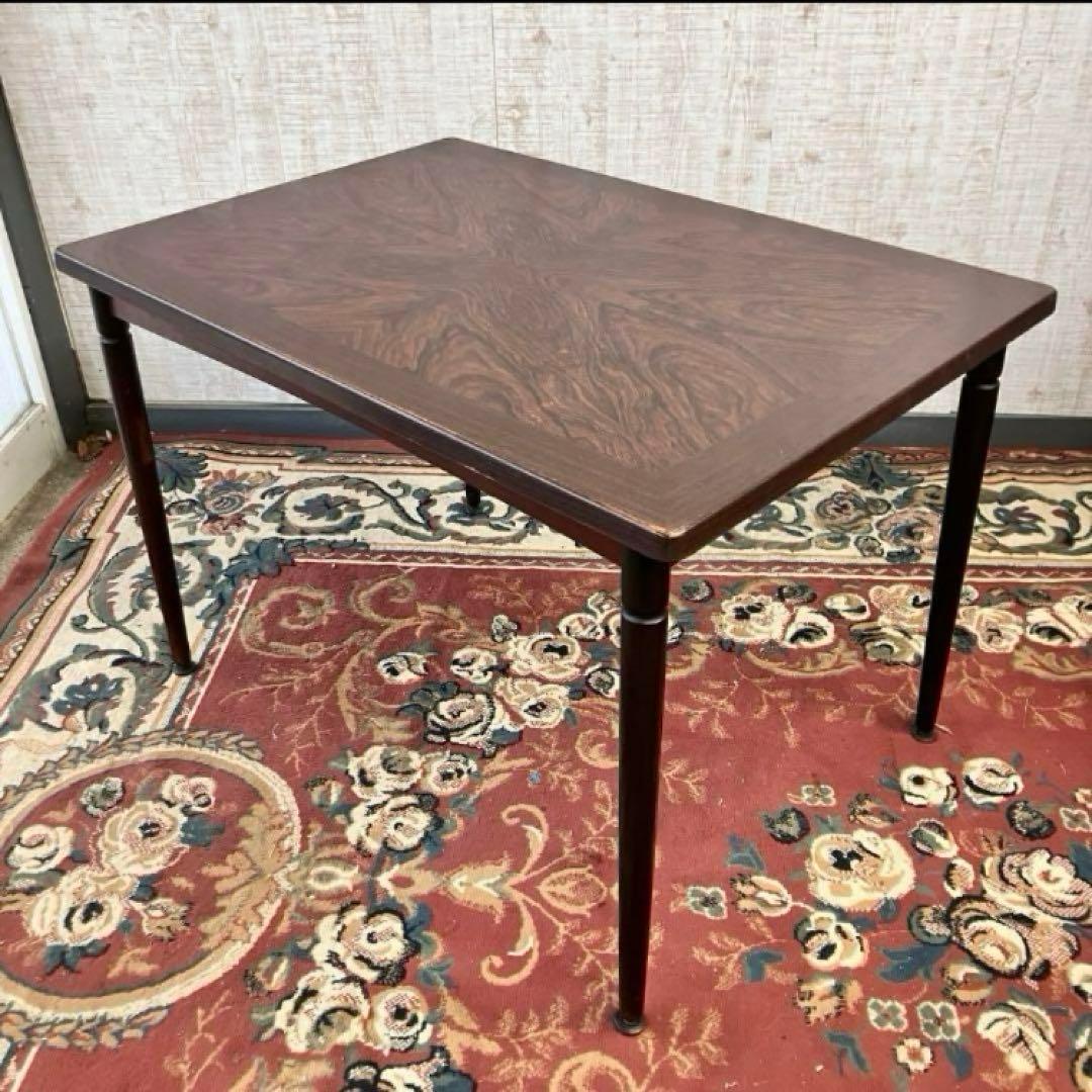 昭和レトロ 飛騨家具 ヒダダイネット 木製ダイニングテーブル 木目セラミック天板