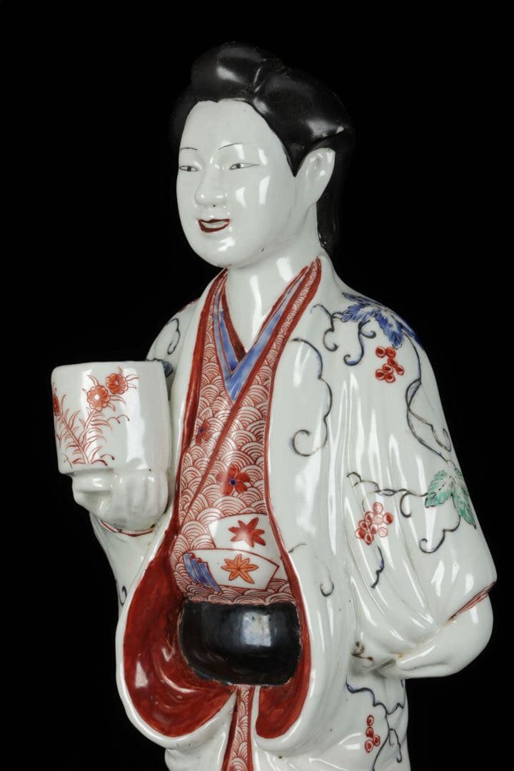 ラ*ラ様 江戸期 古伊万里 柿右衛門様式 色絵陶製美人人形 婦人像 女性像 古美