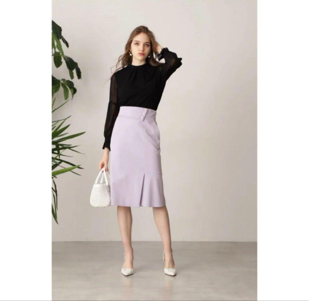 ピンキーアンドダイアン　ラベンダータイトスカート ボタン付き