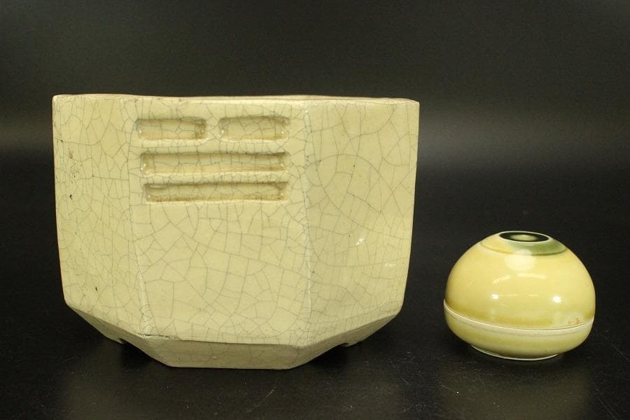 八角香炉 宝珠香合 四方香盆 三点まとめて(ZE484)