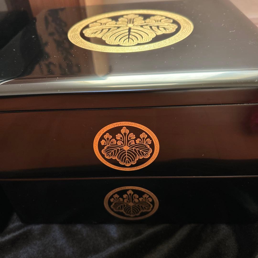 輪島塗　漆器 重箱 五段重　黒 うるし 金　二段　三段