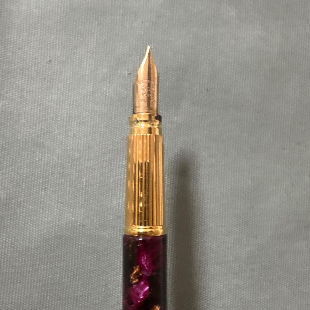 紫と黒のマーブル万年筆　ウォーターマン