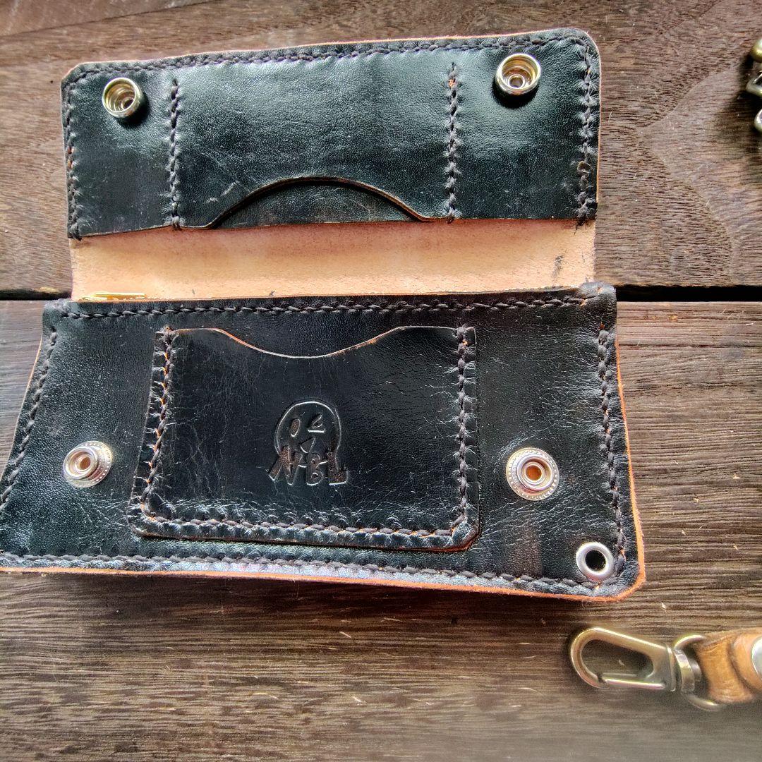 トラッカーウォレット 手染め黒 ロングタイプ