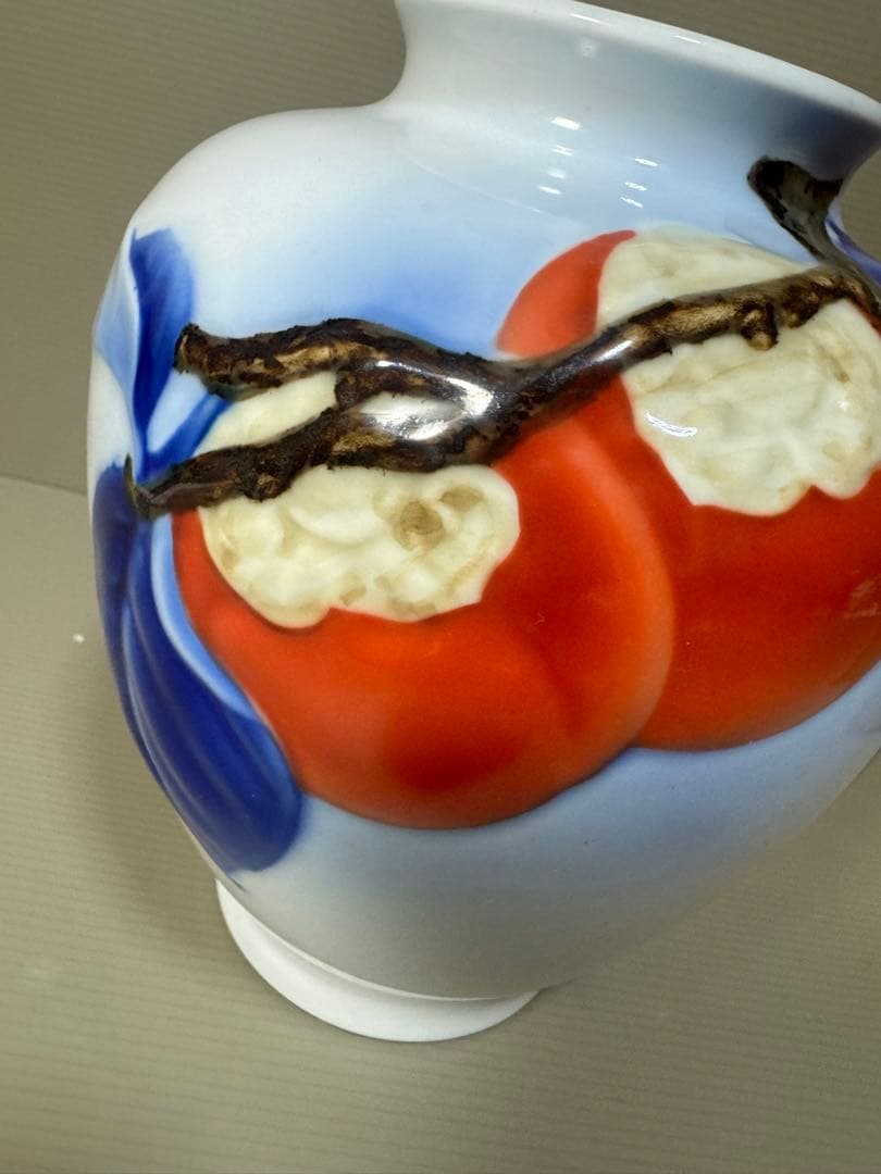 2246 深川製磁 柿文 花瓶 時代物