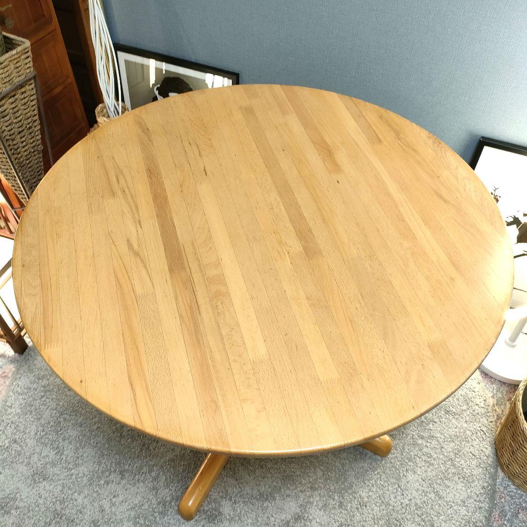 【ヴィンテージ】飛騨産業 ラウンドテーブル北欧テイスト 無垢材 ナチュラル