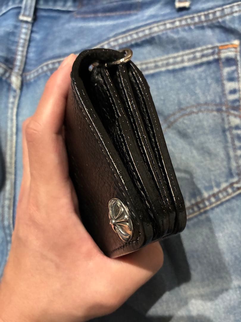 トラッカーウォレット　ミドルサイズ　国産姫路シボ革　シルバー925クロスボール