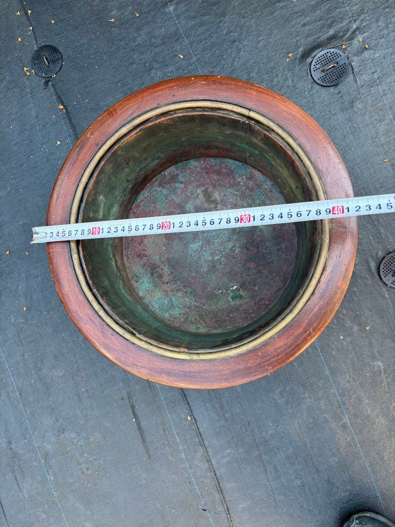 木製火鉢 約42cm 昭和レトロ・アンティーク