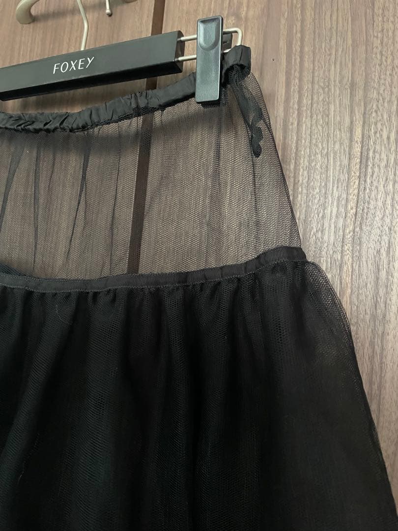 FOXEY パニエ　ブラック　チュールスカート　サイズ　フリー　F ウエストゴム