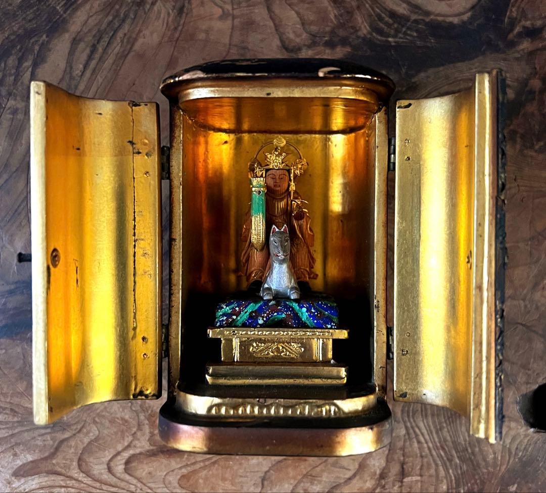 逸品 江戸期 厨子入【稲荷神像】仏像 戦前【稲荷神像】神像 仏像 厨子