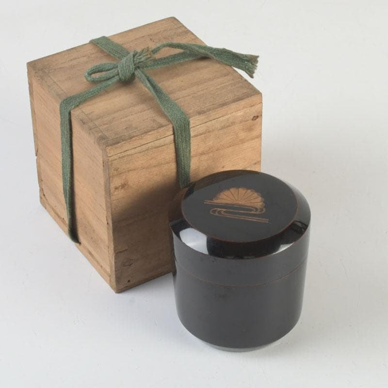 茶道具　黒漆　菊蒔絵　雪吹　棗　時代箱付　V　9812 茶道具花片蒔絵雪吹