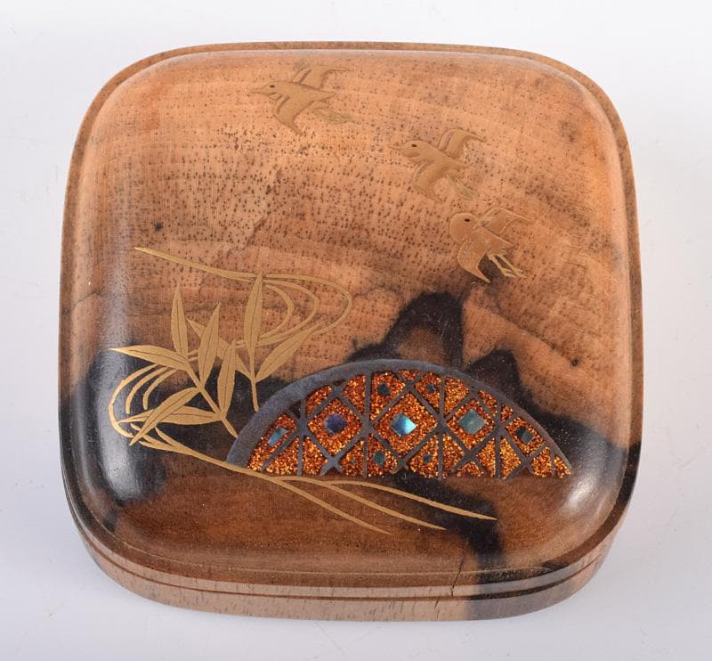 ◎香合◎ 道場宗廣黒柿千鳥香合黒柿香合香合共箱共布茶道具茶道