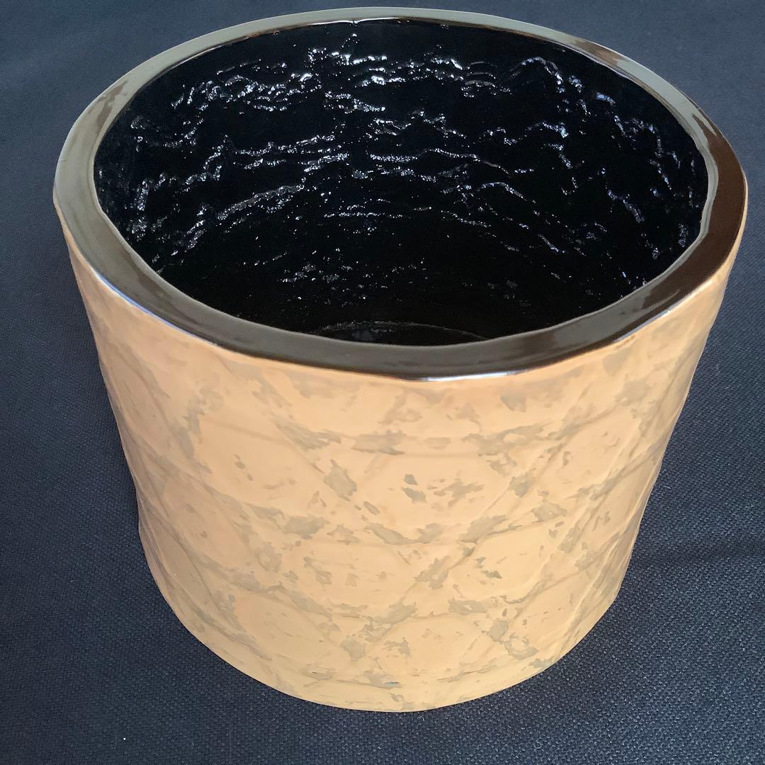 【茶道具】　漆桶建水　平安　新山閑斎作　建水　共箱