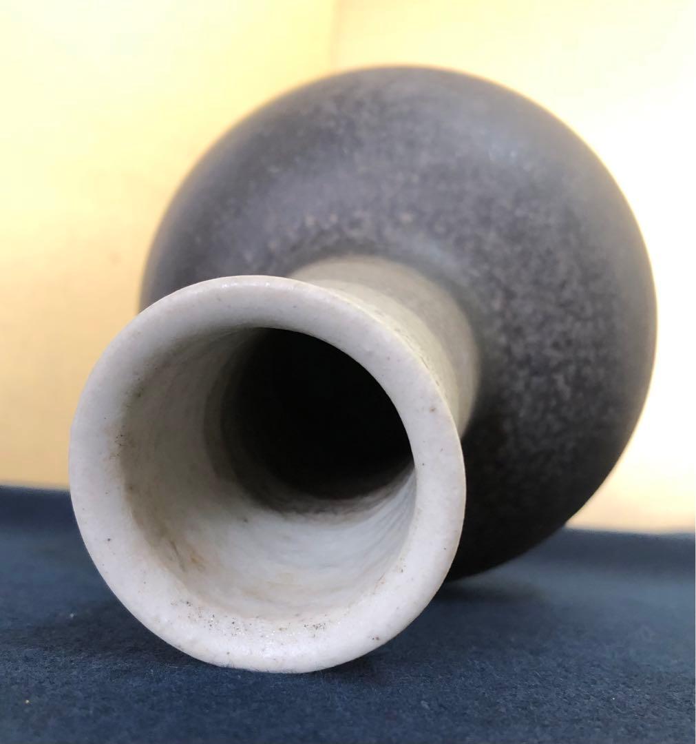 《R》炭化練上長頚壷 花入 花瓶 小野寺玄 共箱　251003あ6