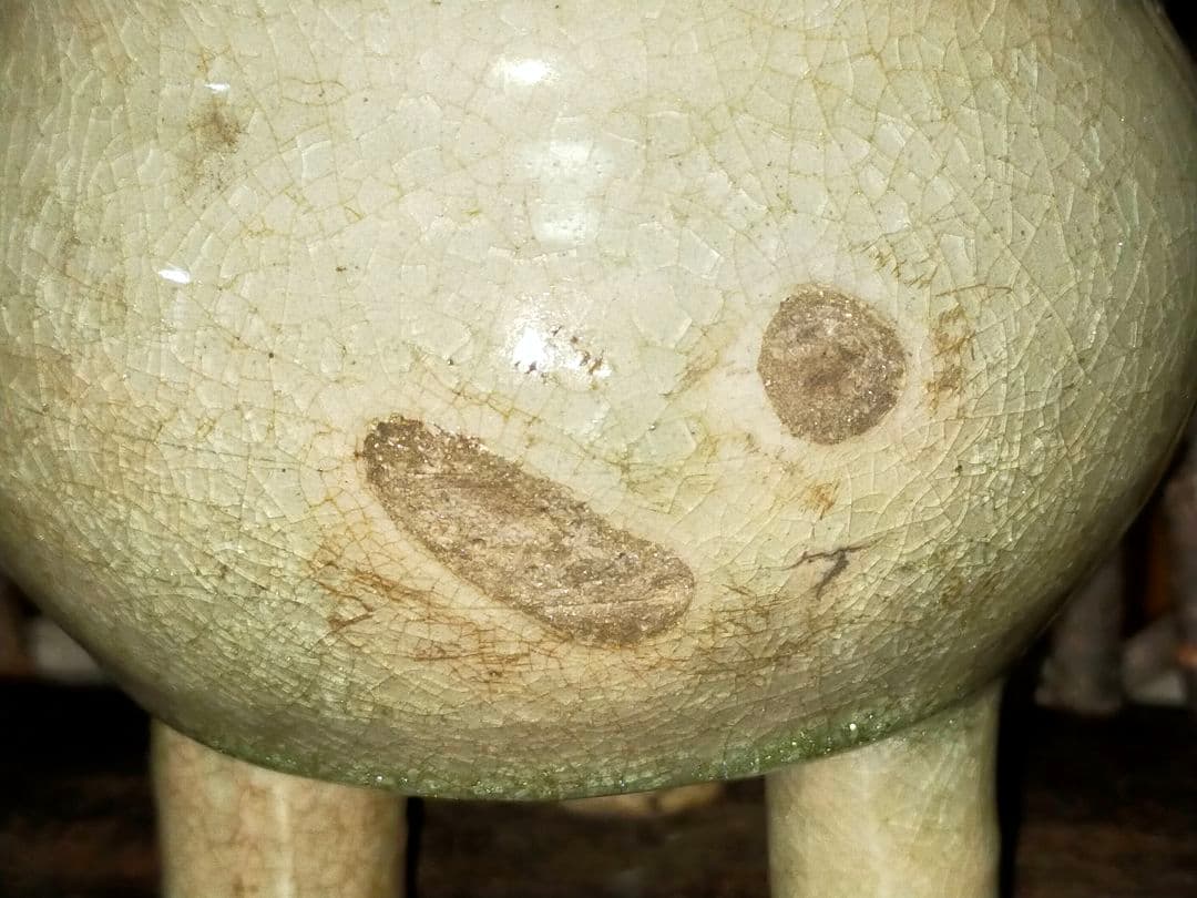 ♥中国♥ 青磁 三足 香炉 骨董 古玩